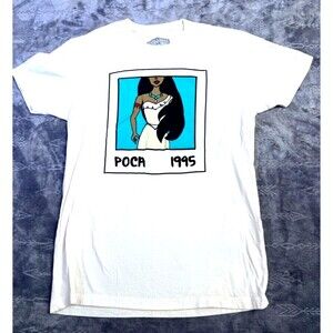 Hook & Dagger Men's M Pocahontas T-Shirt | White Blue Graphic Tee